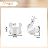 3 Pairs Stainless Steel Round Stud Earring Finding, Blank Grooved Earring Settings for Inlay Earring Making, Stainless Steel Color, 20x12.5mm, Pin: 0.7mm, Slot: 10mm