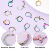 60Pcs 2 Style 304 Stainless Steel Leverback Earring Findings, Ear Wire with Loop, Rainbow Color, 15~16x10.5~13x2mm, Hole: 1.4~1.5mm, Pin: 0.7~0.8mm, 30pcs/style