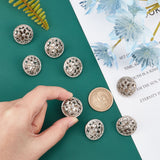 12Pcs Hollow Alloy 1-Hole Buttons, for Sewing Crafting, Half Round, Platinum, 22x12mm, Hole: 2mm