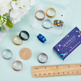 12Pcs 6 Colors 304 Stainless Steel Grooved Finger Ring Settings, Ring Core Blank, for Inlay Ring Jewelry Making, Mixed Color, US Size 8(18.1mm), 2Pcs/color