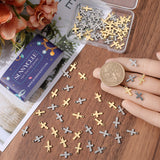 100Pcs 2 Colors Cross 304 Stainless Steel Charms, Golden & Stainless Steel Color, 12x7x1mm, Hole: 1.4~1.5mm, 50pcs/color