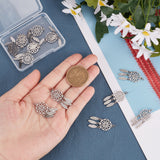 12Pcs 304 Stainless Steel Pendants, Woven Net/Web with Feather, Stainless Steel Color, 31x14x1mm, Hole: 1.5mm