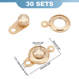 30 Sets 201 Stainless Steel Snap Clasps, Golden, 15x9x5mm, Hole: 1.5~1.8mm