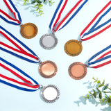 6Pcs 3 Style Alloy Blank Medals, Polyester Lanyard Medal for Children's Event, Mixed Color, 50~52cm, 2pcs/style