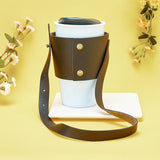 Reusable PU Leather Coffee Cup Holder, with Handle, Black, 605x69x1.8mm