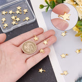 20Pcs Brass Pendants, Long-Lasting Plated, Star, Real 18K Gold Plated, 11.5x10x1.5mm, Jump Ring: 5x0.7mm, Inner Diameter: 1/8 inch(3.5mm)