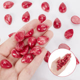 30Pcs Dyed Natural Jade Cabochons, Teardrop, Cerise, 18~18.5x13x6.5~7.5mm