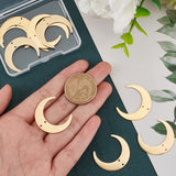 10Pcs 201 Stainless Steel 2-Loop Connector Charms, Laser Cut, Crescent, Real 18K Gold Plated, 26x30x1mm, Hole: 1.2mm