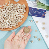 200Pcs 4 Styles Plating Acrylic Beads, Golden Metal Enlaced, Flower, Beige, 8.5~12x9~13x3.7~4.5mm, Hole: 1.2~1.8mm, 50pcs/style