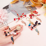 4Pcs 4 Style Japanese Style Cute Lithium Fish Lucky Mobile Phone Straps & Keychain, with Bowknot and Tassel Charms, for Phone Car Bag Pendant Keychain, Mixed Color, 1.3cm and 1.4cm, 1pc/style