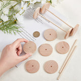 26 Sets Chinese Cherry Wood Unfinshed Wheel & Stick, DIY Wooden Craft Kit, Wheat, Stick: 15x0.5cm, Wheel: 5x0.6cm, Hole: 5.6mm, 3pcs/set