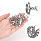 Viking Alloy Hair Clip with Hair Sticks, for Long Hair Slide Irish Hair Accessories, Dragon Pattern, 48x58x6mm, Bar: 94x12.5x4.5mm