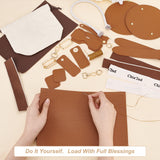 DIY Sew on PU Leather Bucket Bags Kits, with PU Leather Bag Bottom & Cover, Metal Clasps & Buckles, Needles, Thread, Sienna