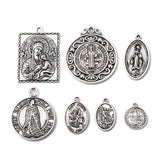 Tibetan Style Alloy Pendants, Mixed Shapes, Antique Silver, 7.4x7.3x2.5cm, 70pcs/box