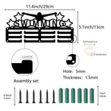 Sports Theme Iron Medal Hanger Holder Display Wall Rack, 3-Line, with Screws, Swimming, Sports, 130x290mm, Hole: 5mm