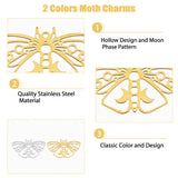 12Pcs 2 Colors 201 Stainless Steel Pendants, Butterfly, Real Gold Plated & Stainless Steel Color, 24.5x44.5x1.5mm, Hole: 1.8mm, 6pcs/color