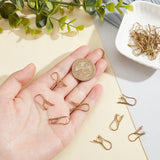 30Pcs Brass Earring Hooks, Ear Wire with Pinch Bails, Raw(Unplated), 21x9x2.5mm, Pin: 0.8mm