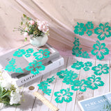 Waterproof PET Adhesive Sticker Car Stickers, DIY Car Decorations, Hibiscus Rosa-sinensis, Turquoise, 205x200x0.5mm