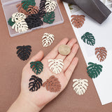 24Pcs 8 Style Spray Painted Alloy Pendants, Tropical Monstera Leaf Charms, Mixed Color, 35.5x33x2mm and 34.5x26.5x4mm, 3pcs/style