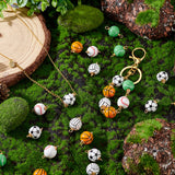 PandaHall Elit 30Pcs Natural Wood Connector Charms, with Real 18K Gold Plated Copper Wire Wrapped, Dyed, Round with Ball Pattern, Mixed Patterns, 30.5x15~16mm, Hole: 3.5mm
