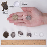 DIY Making, Adjustable Iron Finger Ring Settings, Alloy Cabochon Bezel Setting and Glass Cabochons, Mixed Color