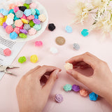 60Pcs 15 Colors Food Grade Eco-Friendly Silicone Beads, Chewing Beads For Teethers, DIY Nursing Necklaces Making, Rose, Mixed Color, 20.5x12.5mm, Hole: 2mm, 4pcs/color