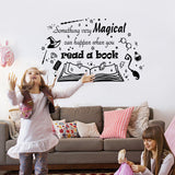 PVC Wall Stickers, for Home Living Room Bedroom Decoration, Black, Book Pattern, 800x350mm