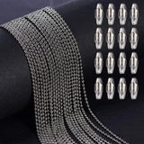 304 Stainless Steel Ball Chains, with Spool and Stainless Steel Ball Chain Connectors, Stainless Steel Color, 1.5mm