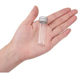 Glass Bottles, with Screw Aluminum Cap and Silicone Stopper, Empty Jar, Platinum, Clear, 7x2.2cm, Capacity: 15ml, 20pcs/box