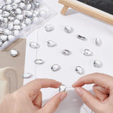 80Pcs 8 Style Acrylic Sew on Rhinestone, Acrylic Mirror, Two Holes, Garments Accessories, Faceted, Rectangle & Rhombus & Oval & Teardrop & Heart & Flat Round & Horse Eye, Crystal, 12~15x5~12mm, 10pcs/style