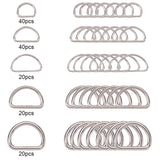 Iron D Rings, Buckle Clasps, For Webbing, Strapping Bags, Garment Accessories, Platinum, 17.5x13x2mm, 40pcs, 23x15x2mm, 40pcs, 29x17x2mm, 20pcs, 20.5x30.5x2.7mm, 20pcs, 33x28x4mm, 20pcs
