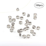 Alloy European Beads, Column, Antique Silver, 8x4mm, Hole: 5mm, 100pcs/box