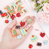 32Pcs 8 Styles School Theme Opaque Resin Cabochons, Blackboard & Book & Heart Ruler & Pencil & Apple & Notebook, Mixed Shape, Mixed Color, 13.5~25x6~26x5~7.5mm, 4pcs/style