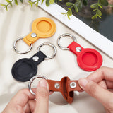 4Pcs 4 Colors Portable PU Leather Protector Cover, with Window & Aluminum Alloy Spring Gate Ring, for Car Key, GPS, Mixed Color, 90x42mm, Inner Diameter: 34mm, 1pc/color