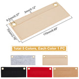 5Pcs 5 Colors Wool Felt Crochet Bags Bottom, with Iron Findings, for Bag Bottom Accessories, Rectangle, Mixed Color, 7x17x0.3cm, Hole: 9.5mm, 1pc/colors