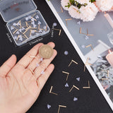 40Pcs Brass Stud Earring Findings, with Hole and 50Pcs Plastic Ear Nuts, Rectangle Bar, Real 18K Gold Plated, 12.5x1.5mm, Hole: 0.8mm, Pin: 0.7mm