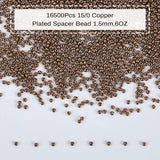Ornaland 15/0 Round Glass Seed Beads, Grade A, Iris Round Beads, Copper Plated, 1.8~2x1~1.3mm, Hole: 0.5mm, about 30000pcs/bag