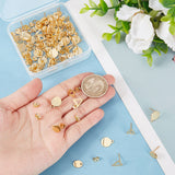 80Pcs 4 Style 201 & 304 Stainless Steel Stud Earring Findings, with 304 Stainless Steel Pins & Horizontal Loops, Oval & Rhombus & Flat Round, Real 24K Gold Plated, 9~13x7~10.5mm, Hole: 1~1.4mm, Pin: 0.8mm, 20Pcs/style