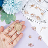 20Pcs 5 Styles Brass Micro Pave Clear Cubic Zirconia Pendants, Long-Lasting Plated, Flower & Branch & Leaves Charm, Light Gold, 12.5~28x9~14x2~3.5mm, Hole: 1.2~1.6mm, 4pcs/style