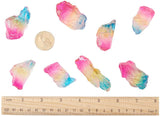 Natural Quartz Crystal Beads, Tourmaline Plating Color, Dyed, No Hole/Undrilled, Nuggets, Colorful, 45~55x22~27x15~24mm, 200g/box