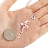 Brass Pointed Dowsing Pendulums, with Lobster Claw Clasps, Teardrop, Rose Gold, 223x2.5mm