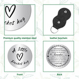 1Pc 304 Stainless Steel Commemorative Coins, Lucky Coins, with 1Pc PU Leather Cover, Heart Pattern, Coins: 30x1.8mm, Cover: 115x47x1.3mm