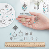DIY Chandelier Earring Making Kit, Including Moon & Web & Star & Angel & Wing Alloy Pendants & Links, Synthetic Turquoise Beads, Brass Earring Hooks, Antique Silver, 364Pcs/box