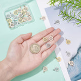 30Pcs 3 Colors 304 Stainless Steel Pendants, Flat Round with Sun, Mixed Color, 14x12x1.1mm, Hole: 3mm, 10pcs/color