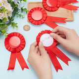 Award Ribbon Shape Tinplate Badge Pins, Blank Button Pin Brooch for Party Accessory, Red, 160x92x9mm, Pin: 0.6mm