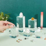 5Pcs 5 Styles Square Transparent Acrylic Jewelry Display Pedestals, for Small Jewelry, Cosmetic Showing, Clear, 4x4x2~10cm, 1pc/style