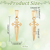 304 Stainless Steel Pendants, Sword, Golden, 34x14x3mm, Hole: 4x8mm, 10pcs/box