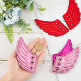 3 Pairs 3 Colors Cloth with Felt Shoe Decorations, for Shoe DIY Accessories, Wing, Mixed Color, 11x7cm, 1 pair/color
