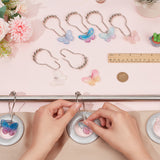 Iron Shower Curtain Rings for Bathroom, with Resin Butterfly Pendants, Platinum, 100mm, 2pcs/color, 6 colors, 12pcs/set