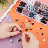 300Pcs 15 Style Baking Painted/Spray Painted Crackle/Drawbench Transparent Glass Beads Strands, Spray Painted, Round, Mixed Color, 8mm, Hole: 1.3~1.6mm, 20pcs/style